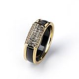 Gold Rings With Bling Black White Detachable Ceramic Rings for Women