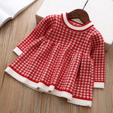 Autumn winter Clothes Lattice Kids Toddler baby dress for girl