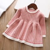 Autumn winter Clothes Lattice Kids Toddler baby dress for girl