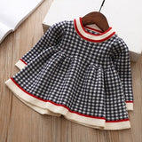 Autumn winter Clothes Lattice Kids Toddler baby dress for girl