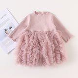 Autumn winter Clothes Lattice Kids Toddler baby dress for girl
