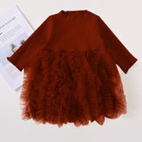 Autumn winter Clothes Lattice Kids Toddler baby dress for girl