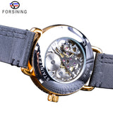 Forsining Black Golden Skeleton Mens Mechanical Wristwatches