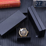 Forsining Black Golden Skeleton Mens Mechanical Wristwatches