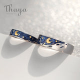 Thaya Van Gogh's Enamel couple Sky Star moon Glitter Rings For Women