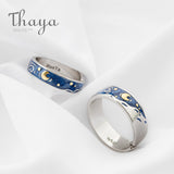 Thaya Van Gogh's Enamel couple Sky Star moon Glitter Rings For Women