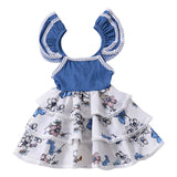 Bear Leader Girls Dress New Summer Casual Style Sweet Short Sleeve Floral Print Square Collar Design for Girls Clothes