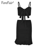 Forefair Red 2 Piece Set Women Summer Skirt And Ruffles Hem Skirt Sets