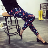 New Print Flower Leggings Plus Size Fashion Women  Aptitud Trousers