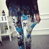 New Print Flower Leggings Plus Size Fashion Women  Aptitud Trousers