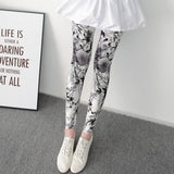 New Print Flower Leggings Plus Size Fashion Women  Aptitud Trousers