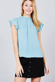 Dot Print Woven Top w/ Back Button