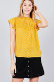 Dot Print Woven Top w/ Back Button