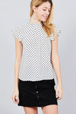 Dot Print Woven Top w/ Back Button