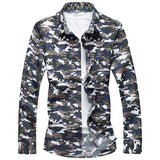 Camo Hawaiian Button Down Long Sleeve Casual Shirts