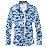 Camo Hawaiian Button Down Long Sleeve Casual Shirts