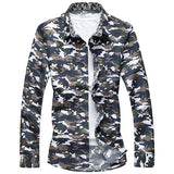 Camo Hawaiian Button Down Long Sleeve Casual Shirts