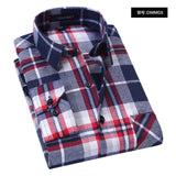 Plaid Shirt Autumn Flannel Red Checkered Shirt Men Long Sleeve