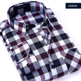 Plaid Shirt Autumn Flannel Red Checkered Shirt Men Long Sleeve