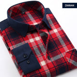 Plaid Shirt Autumn Flannel Red Checkered Shirt Men Long Sleeve