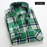 Plaid Shirt Autumn Flannel Red Checkered Shirt Men Long Sleeve