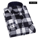 Plaid Shirt Autumn Flannel Red Checkered Shirt Men Long Sleeve