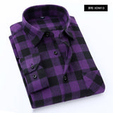 Plaid Shirt Autumn Flannel Red Checkered Shirt Men Long Sleeve