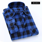 Plaid Shirt Autumn Flannel Red Checkered Shirt Men Long Sleeve