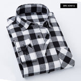 Plaid Shirt Autumn Flannel Red Checkered Shirt Men Long Sleeve