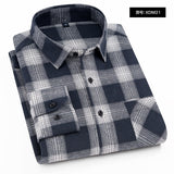 Plaid Shirt Autumn Flannel Red Checkered Shirt Men Long Sleeve