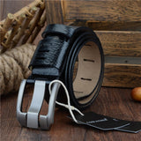 Cow genuine luxury leather men belts pin buckle