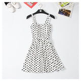 Marwin Off shoulder ruffle Dot summer Dress women white strap chiffon