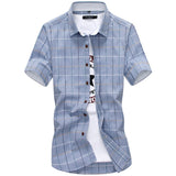 Mens Summer Casual Short Sleeved Plaid shirts 100% Cotton