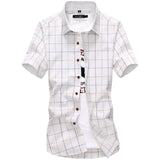 Mens Summer Casual Short Sleeved Plaid shirts 100% Cotton