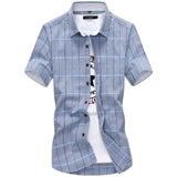 Mens Summer Casual Short Sleeved Plaid shirts 100% Cotton