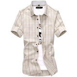 Mens Summer Casual Short Sleeved Plaid shirts 100% Cotton