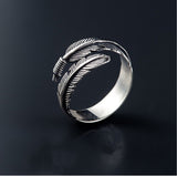 High-quality Thai Silver Female Personality Feathers Arrow Open Ring