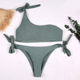 Women Swimwear Printed Tie Bowknot Bikinis Brazilian Monokini