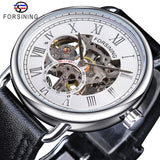 Forsining Black Golden Skeleton Mens Mechanical Wristwatches