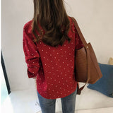 Casual Chiffon Polka Dots Shirt Women Top  Long Sleeves Blouses