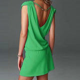 Women Sundress Casual Summer Beach Dress Loose Dresses Green White