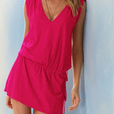 Women Sundress Casual Summer Beach Dress Loose Dresses Green White