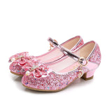 Kids Leather Shoes For Girls Flower Casual High Heel Shoes