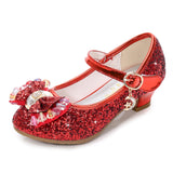 Kids Leather Shoes For Girls Flower Casual High Heel Shoes