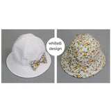 2019 Hot Flower Printed Cotton Baby Summer Hat Kids Girls Cute Bow Knot Cap Sun Bucket Hats Fashion Double Sided Can Wear