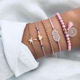 30 Styles Mix Turtle Heart Pearl Crystal Marble Bracelets for Women