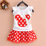 New 2019 T-shirt + skirt baby child suit 2 pieces fashion girls clothing sets Minnie children's clothes bowknot shirt dress 2-10