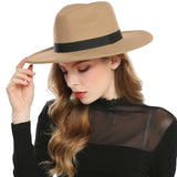 WELROG Black Red  Women Hat Winter Men Jazz Hats Trilby Chapeau Caps