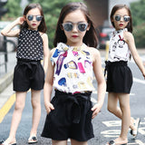 Girls Chiffon Clothing Set Chiffon sling Girl Clothes Top & Shorts Set
