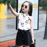 Girls Chiffon Clothing Set Chiffon sling Girl Clothes Top & Shorts Set